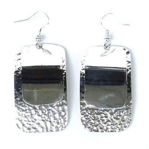 Large Silverplated Double Rectangle Earrings - Artisana