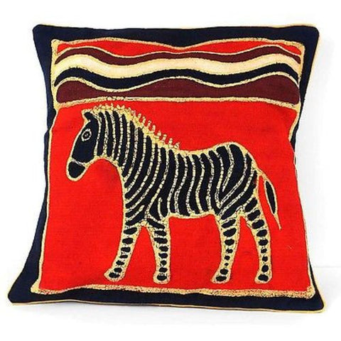 Handmade Red Zebra Batik Cushion Cover - Tonga Textiles