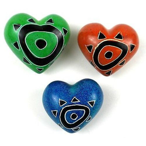 Set of Three Handcrafted Mini Soapstone Hearts - Smolart