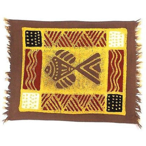 Handpainted Grey Fish Batiked Placemat - Tonga Textiles