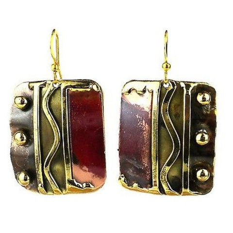 Trifecta Brass and Copper Earrings - Brass Images (E)