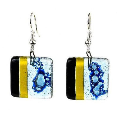 Handcrafted Geometric Square Fused Glass Earrings - Tili Glass