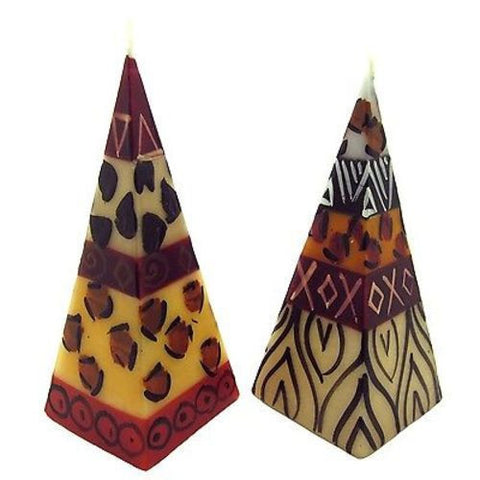 Set of Two Hand-Painted Pyramid Candles - Uzima Design - Nobunto