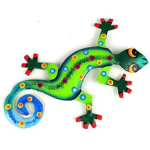 Eight Inch Metal Gecko Jungle Design - Caribbean Craft