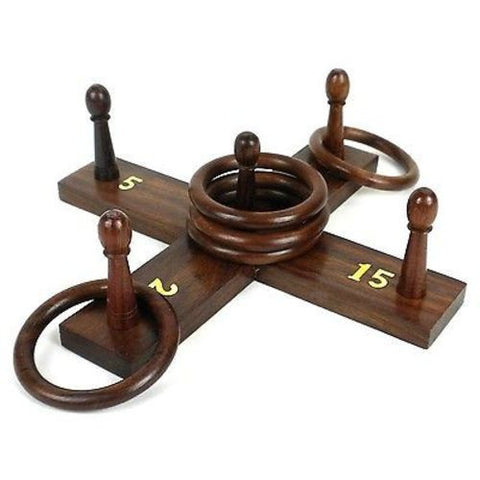 Handcrafted Sheesham Wood Ring Toss Game - Noahs Ark