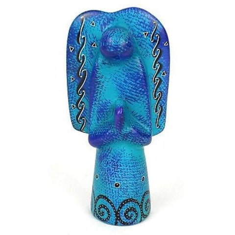 Handcrafted 5-inch Soapstone Angel Sculpture in Blue - Smolart