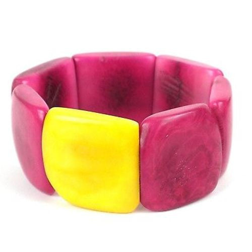 Accented Tagua Bracelet Berry with Lemon - Faire Collection