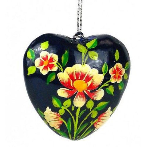 Papier Mache Heart Ornament - 3 inch - Blue - CFM (H)