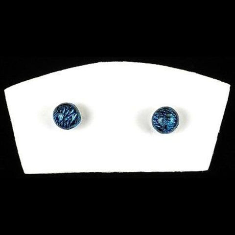 Handmade Small Dichroic Glass Studs in Blue - Tili Glass
