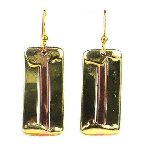 Brass and Copper Architecture Earrings - Brass Images (E)