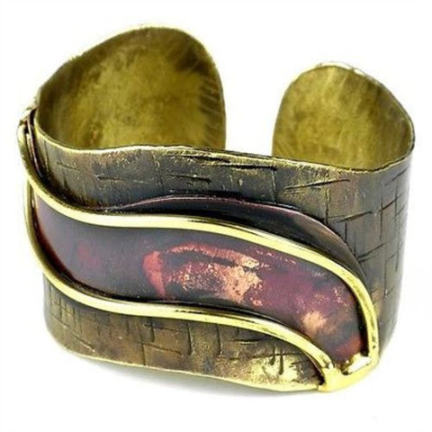 Red Wave Copper and Brass Cuff - Brass Images (C)