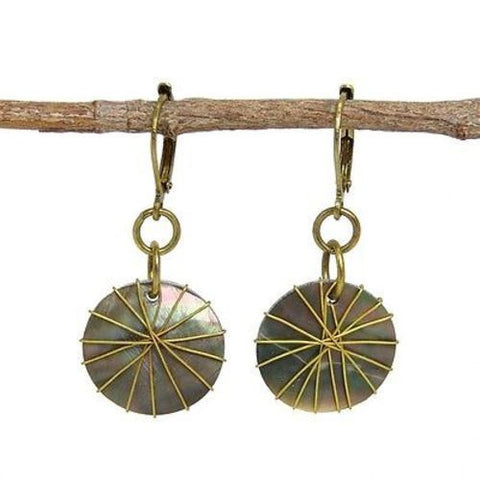 Wire-wrapped Round Shell Earrings - WorldFinds