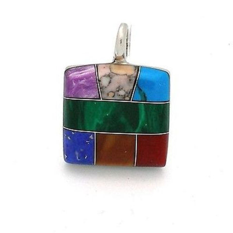 Small  Polished Stone & Alpaca Silver Pendant - Artisana