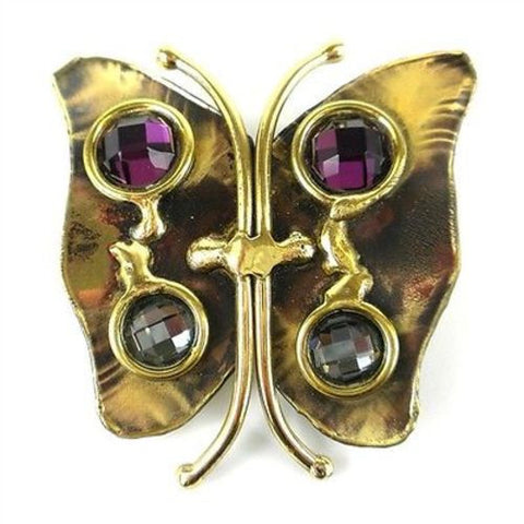 Brass Butterfly Brooch with Crystals - Brass Images (O)