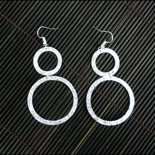 Large Silverplated Double Circle Earrings - Artisana