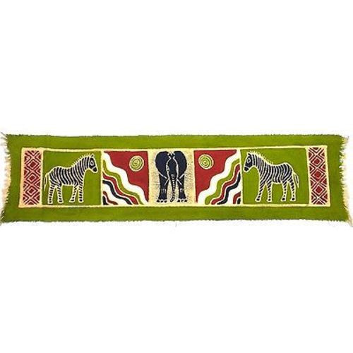 Horizontal Green Zebra and Elephant Batik - Tonga Textiles