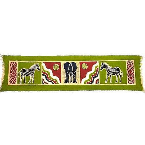 Horizontal Green Zebra and Elephant Batik - Tonga Textiles