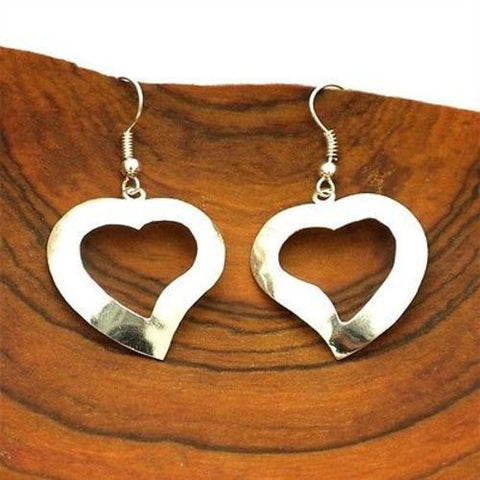 Silver Heart Earrings Large - Artisana