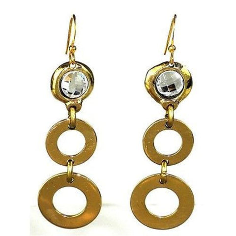 Crystal and Loops Brass Earrings - Brass Images (E)