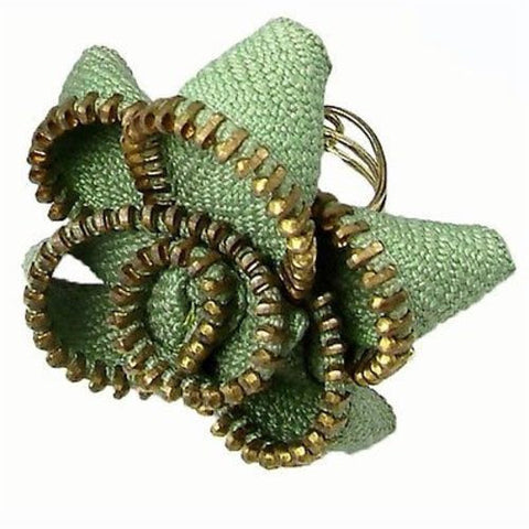 Zipper Flower Ring in Sage - WorldFinds