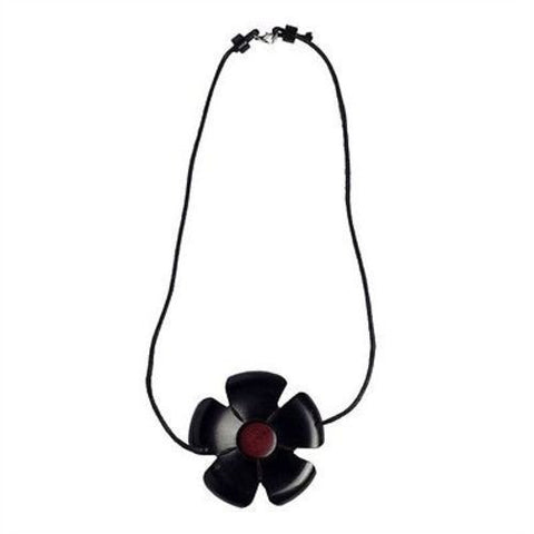African Blackwood Flower and Pink Ivory Wood Necklace - BaobArt