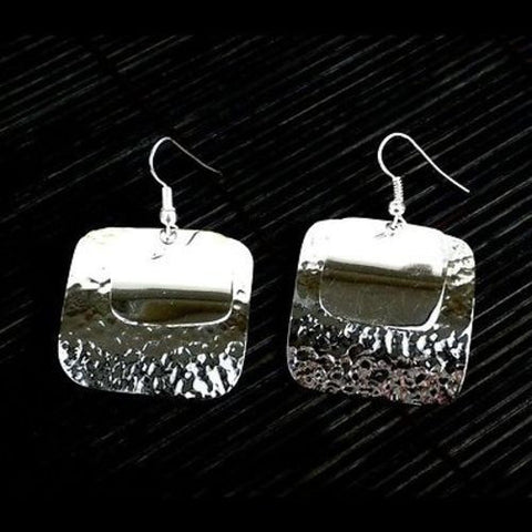 Large Silverplated Double Square Earrings - Artisana