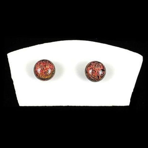 Handmade Medium Dichroic Glass Studs in Orange - Tili Glass