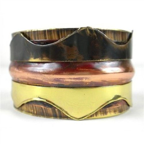 Triple Copper and Brass Cuff - Brass Images (C)