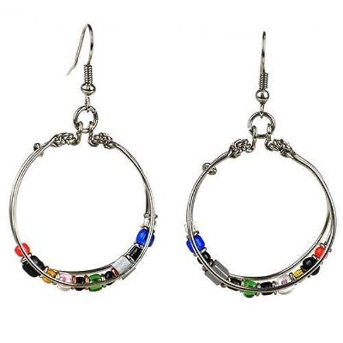 Handmade Beaded Silverplated Wire Loop Earrings - Zakali Creations