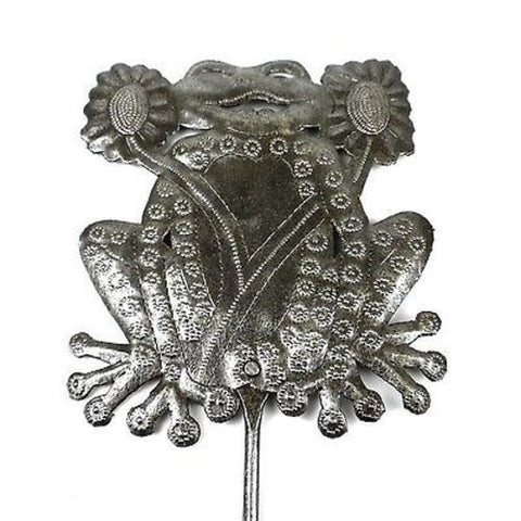 28-inch Metal Garden Stake With Frog  - Croix des Bouquets (O)