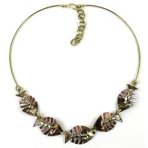 Fishbone Brass Necklace - Brass Images (N)