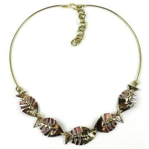 Fishbone Brass Necklace - Brass Images (N)