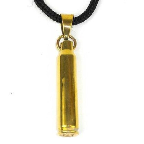 Brass Bullet Shell Pendant on Cord - Craftworks Cambodia