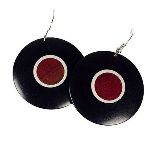 African Blackwood & Pink Ivory Wood Disk Earrings - BaobArt