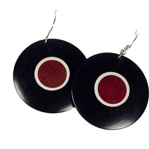 African Blackwood & Pink Ivory Wood Disk Earrings - BaobArt