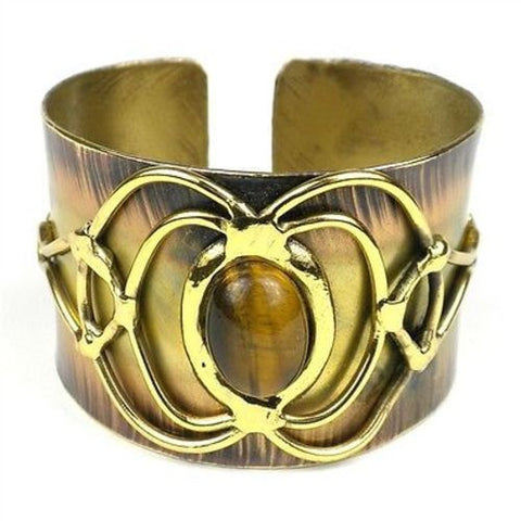 Tiger Eye Bloom Cuff - Brass Images (C)