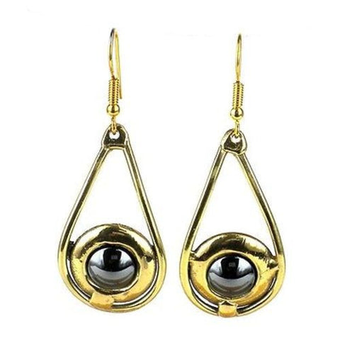 Shine On Hematite Earrings - Brass Images (E)