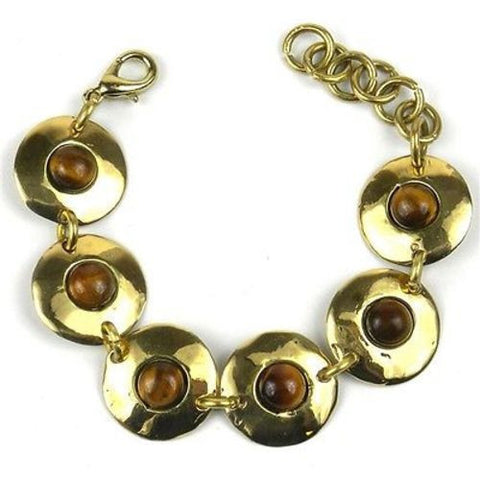 Bonbon Gold Tiger Eye Link Bracelet - Brass Images (C)