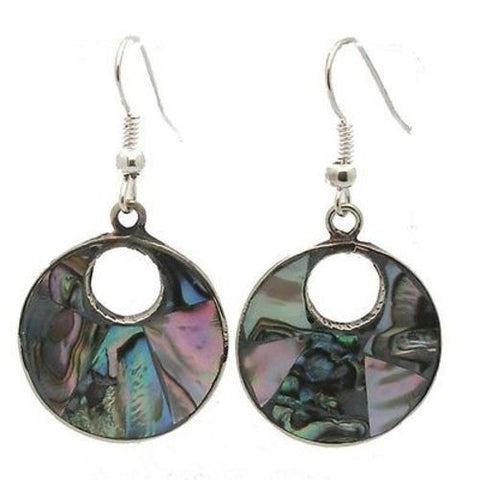 Alpaca Silver Open Abalone Drop Earrings - Artisana