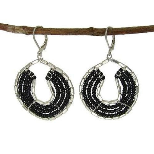 Byzantine Earrings in Black and Silvertone - WorldFinds