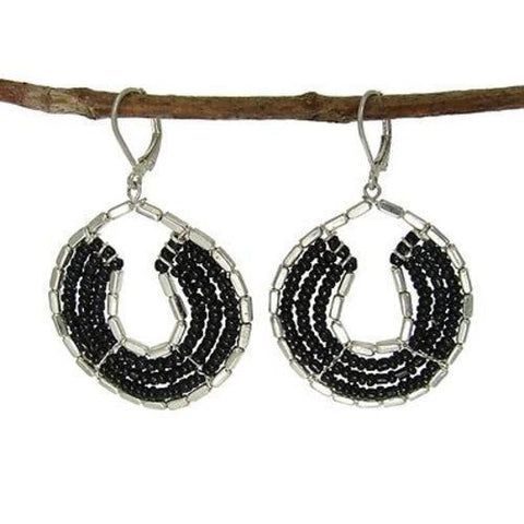 Byzantine Earrings in Black and Silvertone - WorldFinds