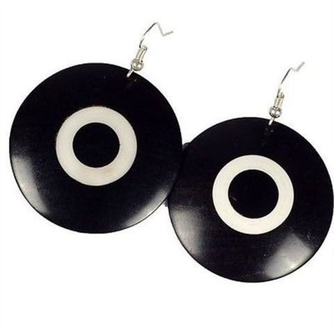African Blackwood & Ivory Wood Disk Earrings - BaobArt