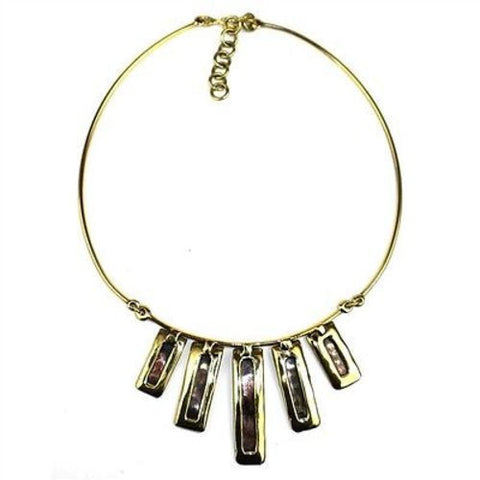 Copper and Brass Bars Necklace - Brass Images (N)