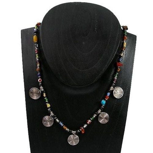 Five Spiral Multicolor Beaded Necklace - Zakali Creations