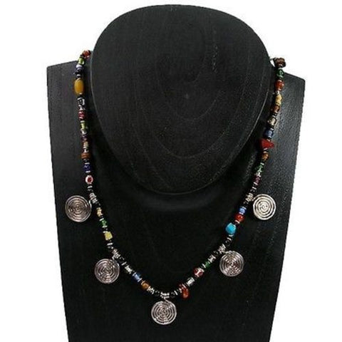 Five Spiral Multicolor Beaded Necklace - Zakali Creations