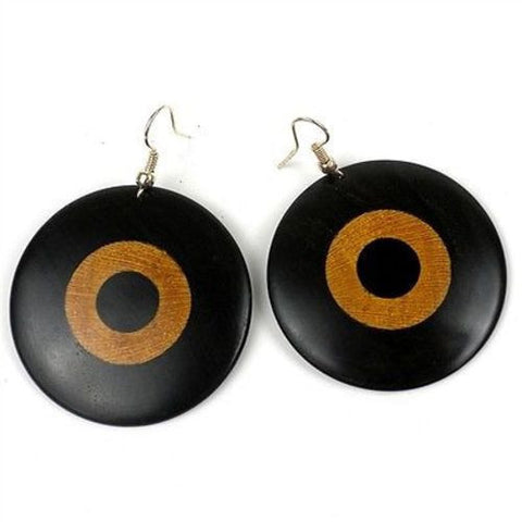 Blackwood & Teak Circles Inlaid Earrings - BaobArt