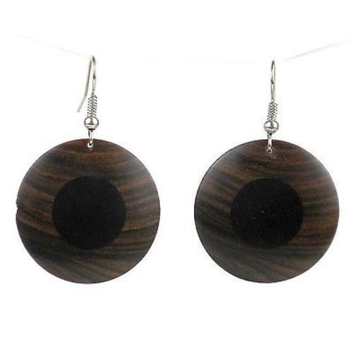 African Ebony and Teak Disk Earrings - BaobArt