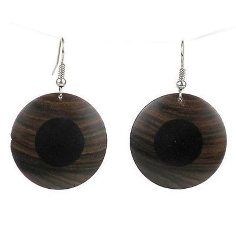 African Ebony and Teak Disk Earrings - BaobArt
