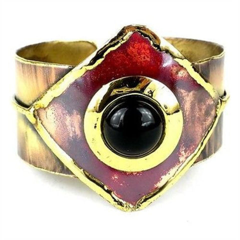 Onyx and Brass Copper Cuff - Brass Images (C)