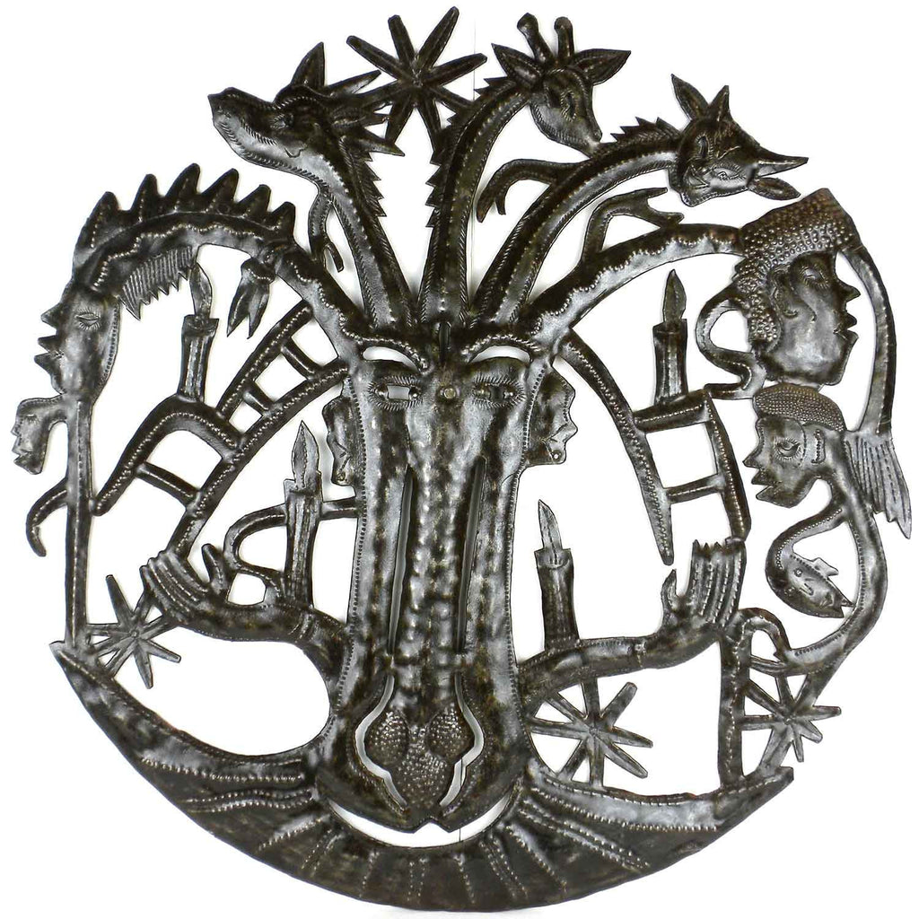Haitian Metal Wall Art ce with Many Heads - 004 - Croix des Bouquets
